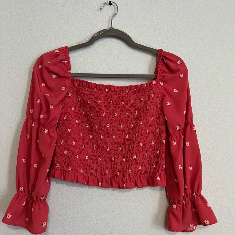 Gianni bini off the shoulder floral pink top